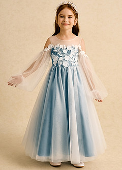 Azazie Zimi Flower Girl Dresses Bermuda Ball-Gown Sweetheart Neckline Tulle Dress image2