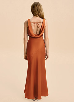 Azazie Rylina Junior Jurk van Stretch Satijn met Zeemeermin Kaneel image2