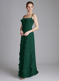 Azazie Malia Bridesmaid Dresses Emerald Sheath Ruched Chiffon Dress image5