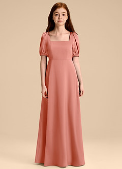 Azazie Briar Junior A-Linie Schleifen Stretch-Satin Kleid Koralle image7