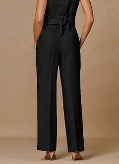 front Belicia Black 100% Linen Pants