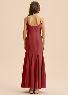 Azazie Evey Junior Abito Sirena in Chiffon Plissettato Ruggine image2