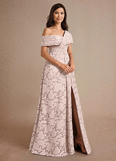 Azazie Milton vestidos de madre de la novia Vestido de Rosa Rubor de Devorado Floral de Corte En A con Plisado image3
