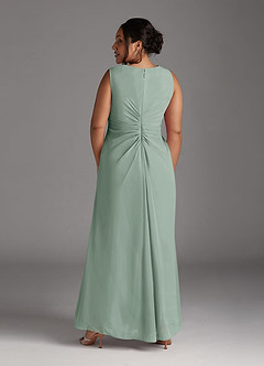 Azazie Manuella Mother of the Bride Dresses Agave A-Line V-Neck Pleated Chiffon Dress image5