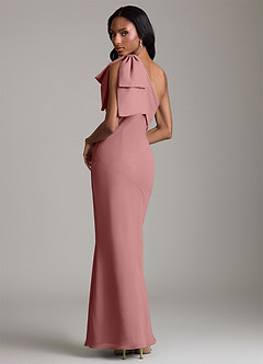 Azazie Yuanna Bridesmaid Dresses Desert Rose Mermaid One Shoulder Chiffon Dress image2