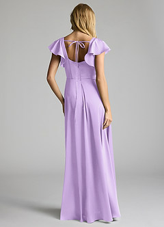 Azazie Bondi Bridesmaid Dresses Lilac A-Line Bow Stretch Satin Dress image4