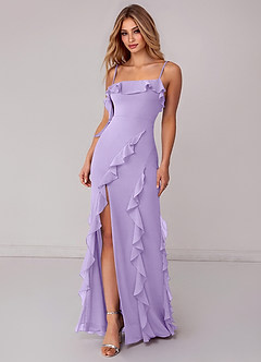 Azazie Malia Bridesmaid Dresses Lilac Sheath Ruched Chiffon Dress image3