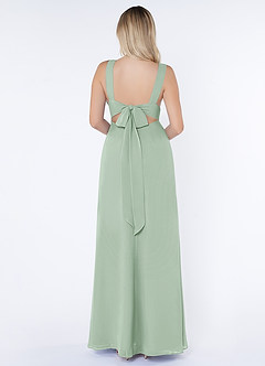 Azazie Christiana Final Sale Agave A-Line V-Neck Pleated Chiffon Dress image2