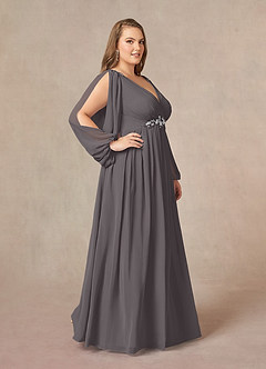 Azazie Gypsy Mother of the Bride Dresses Steel Grey A-Line V-Neck Sequins Chiffon Dress image9