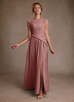 Azazie Kalleen Mère de la mariée Robes Robe Trapèze en Mousseline de soie Plissée Rose Poussiéreuse image2