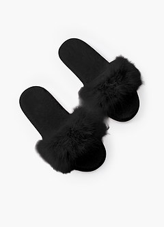 front 크로스 밴드 퍼지 슬리퍼