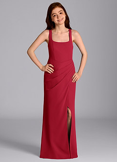 Azazie Mero Junior Scarlet Mermaid Pleated Chiffon Dress image3