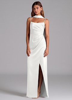 Azazie Calandra Morsiusneito Mekot A-linja Pliseerattu Joustava satiini Lattian pituus Pukeutua image3