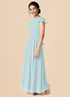 Azazie Payton Junior Sea Glass A-Line Bow Chiffon Dress image5