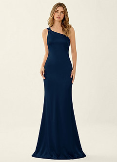 Persephone Navy Satin Prom Dress image5