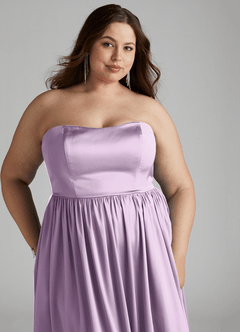 Azazie Morana Brautjungfernkleider Wandelbar A-Linie Schulterfrei Stretch-Satin Kleid Frostiges Flieder image19