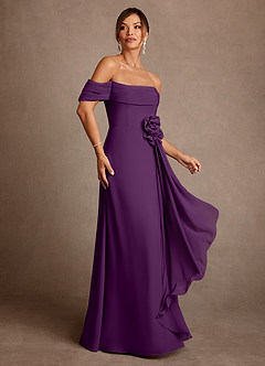 Azazie Amherst Abiti per la Madre della Sposa Abito A-Line in Chiffon a Spalla Scoperta Uva image2