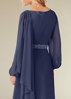 Azazie Priyanka Mother of the Bride Dresses Stormy A-Line Boatneck Pleated Chiffon Dress image4