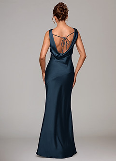 Azazie Rylina Bridesmaid Dresses Dark Navy Mermaid Stretch Satin Dress image5