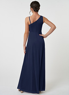 Azazie Brooke Junior Dark Navy A-Line Pleated Mesh Dress image2