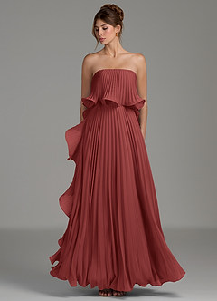 Azazie Alexia Bridesmaid Dresses Terracotta A-Line Ruched Chiffon Dress image6