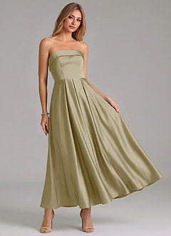 Azazie Lucienne Suknie dla druhen Linia A Pofałdowany Satyna elastyczna Długość kostki Sukienka image7