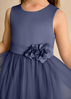 Azazie Miracle Flower Girl Dresses Stormy A-Line Bow Matte Satin Dress image6
