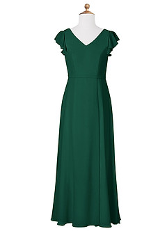 Azazie Claudine Junior Emerald A-Line Pleated Chiffon Dress image5