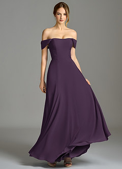 Azazie Oasis Bridesmaid Dresses Plum A-Line with Pockets Chiffon Dress image4