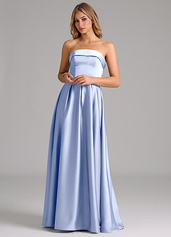 Azazie Lucienne Bridesmaid Dresses Ice A-Line Strapless Stretch Satin Convertible Dress image4