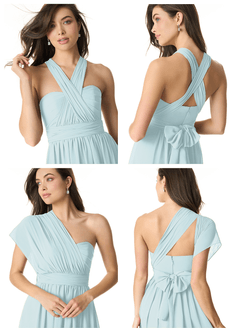 Azazie Olani Bridesmaid Dresses Mist A-Line Off the Shoulder Chiffon Convertible Dress image8