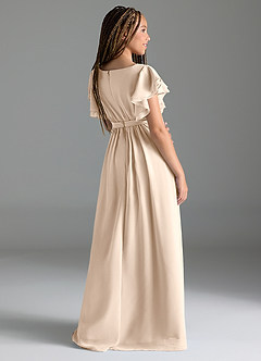 Azazie Daphne Junior White Alabaster A-Line Pleated Chiffon Dress image5