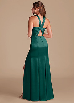 Azazie Rue Bridesmaid Dresses Pine Sheath Pleated Metallic Satin Dress image7