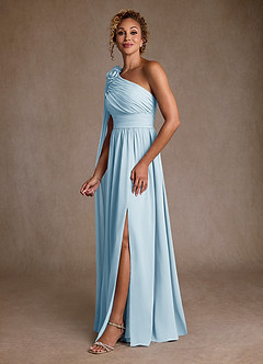 Azazie Lancaster Moeder van de bruid jurken A-Lijn Jurk van Chiffon One-Shoulder Hemelsblauw image5