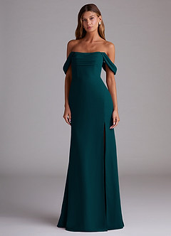 Azazie Saige Bridesmaid Dresses Pine A-Line Off the Shoulder Chiffon Convertible Dress image3