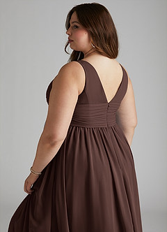 Azazie Yetta Abiti da damigella d'onore premaman Abito A-Line Arricciato con Scollo a V Chiffon Floor-Length image12