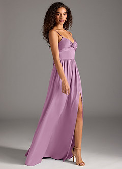 Azazie Zeya Robes de demoiselle d'honneur Robe Trapèze en Satin extensible Plissée Glycine image6