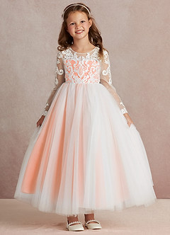 Azazie Elodie Flower Girl Dresses Ivory Sunset Ball-Gown Lace Dress image3