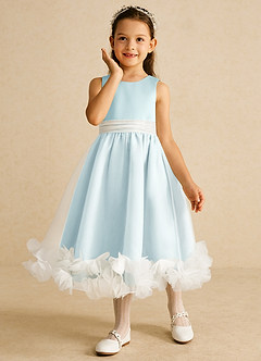 Azazie Stardust Flower Girl Dresses Sea Glass A-Line Sleeveless Organza Dress image5