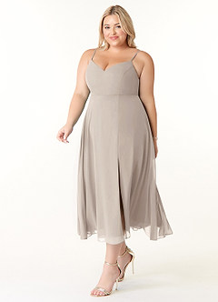 Azazie Clarissa Bridesmaid Dresses Frost A-Line V-Neck Chiffon Dress image9