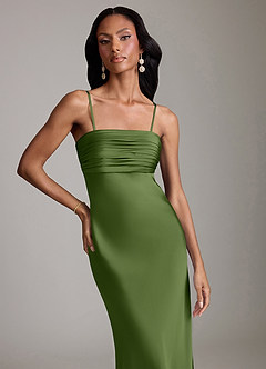 Azazie Saylor Brudtärnklänningar Klä av Sjöjungfru i Stretch Satin Axelbandslös Enbärsgrön image3