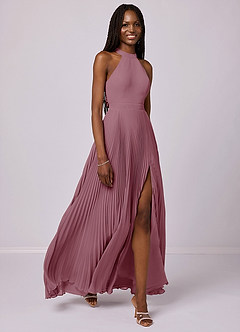 Barbie ♥ Azazie Bridesmaid Dresses Vintage Mauve A-Line Pleated Chiffon Dress image3