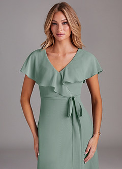 Azazie Lainey Bridesmaid Dresses Silver Sage A-Line with Pockets Chiffon Dress image6