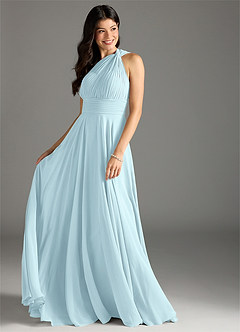 Azazie Charlize Bridesmaid Dresses Cloud Blue A-Line One Shoulder Chiffon Dress image3