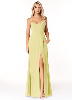 Azazie Moira Abiti da Damigella Abito A-Line in Chiffon con Scollo a U Sorbetto Al Limone image1
