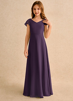 Azazie Nari Girls Formal Flower Girl Klänningar Klä A-Line i Chiffong med ärmar image5