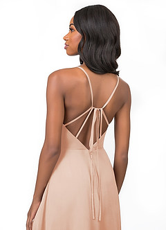 Azazie Everleigh Brautjungfernkleider A-Linie Herzchen Gefaltet Chiffon Kleid Englisches Rosa image4