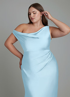 Azazie Emerson Brudtärnklänningar Klänning av Sjöjungfru i Stretch Satin Off the shoulder Himmelsblå image12