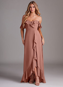 Azazie Lyra Bridesmaid Dresses Cedar Rose A-Line Chiffon Convertible Dress image1