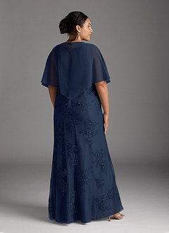 Azazie Whilhelmina Mother of the Bride Dresses Dark Navy Mermaid Lace Chiffon Dress image5